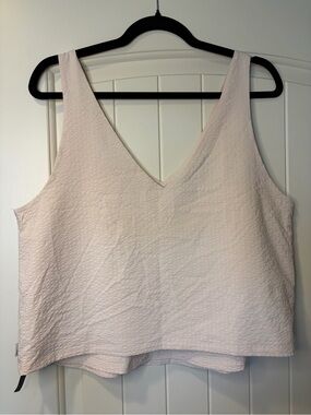 Vuori Villa Textured V-Neck Tank Top in Cream